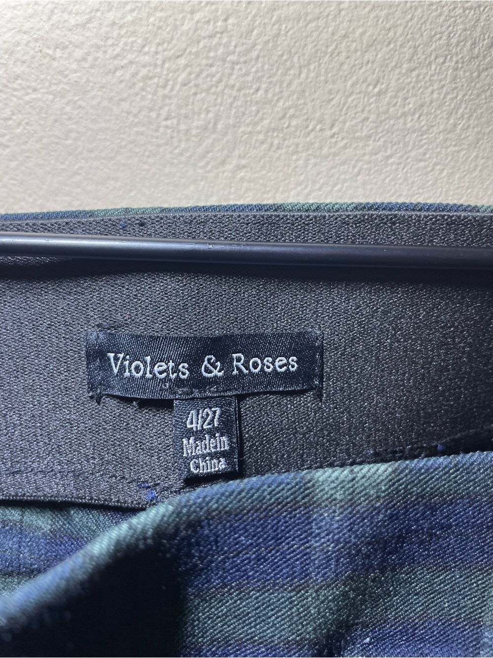 NWT Violets & Roses Plaid Ankle Pants/ Blue Green Slim Career Pants/ 4/27 - Picture 3 of 5